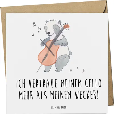 Produktbild von Mr. & Mrs. Panda Grußkarte Cello Vertrauen - Weiß - Geschenk, Klassische Musik, anlasskarte, Streichinstrument, Klappkarte, Musikinstrument, faltkarte, Lernen, Musiker