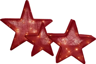 Produktbild von Näve Leuchten LED Weihnachtsartikel WEIHNACHTSSTERN mit LED Platine LED Weihnachtsartikel WEIHNACHTSSTERN mit LED Platine 3er-Set LED Weihnachtssterne braun, Deko im Landhaus Stil, aus Metall, Kunststoff und Textilmaterial in braun, 50 x 10 x 48 cm, mit LED Platine – für Innenräume – Netzbetrieb