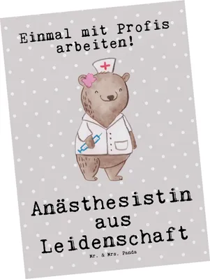 Produktbild von Mr. & Mrs. Panda Postkarte Anästhesistin Leidenschaft - Grau Pastell - Geschenk, Anästhesie, Ansichtskarte, Krankenhaus, Grußkarte, bildkarte, Spruch, Postkarten, Lustig