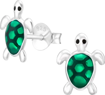 Produktbild von Ohrringe Ohrstecker 925 Sterling Silber Schildkröte in grün