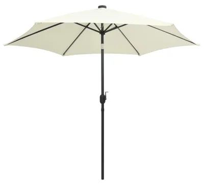 Produktbild von vidaXL Sonnenschirm mit LED-Beleuchtung und Alu-Mast 300 cm Sandweiß
