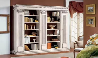 Image de Blanc classique Bibliothèque Bureau Meubles Étagères Design Étagère Armoire