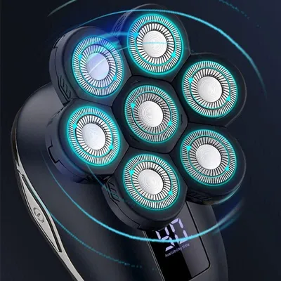 Produktbild von Elektrorasierer 6-in-1 Wasserdichter Rasierer für glatte Köpfe, Nass/Trocken Elektrorasierer - Herren Pflegeset mit LED-Display, Wiederaufladbar, Aufsätze: 6, - 7D Rasierapparat, H