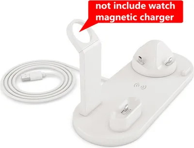 Image de Chargeur sans fil 4-en-1 10W charge rapide pour Apple Watch 5 4 3 Airpods Pro Station Dock pour iPhone 11 XS XR X 8 blanc