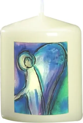 Produktbild von Weihnachtskerze "Schutzengel Blau" Elfenbein 60 x Ø 50 mm, 1 Stück