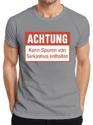 Productafbeelding van Let op: Dit heren T-shirt in de kleur grijs (maat S) bevat sarcastische elementen en humor