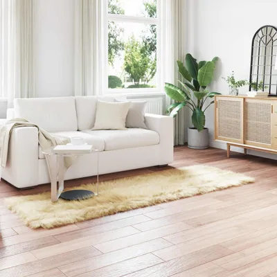 Produktbild von vidaXL Teppich aus Kunstschaffell TAFALLA Creme 80 x 250 cm Polyester