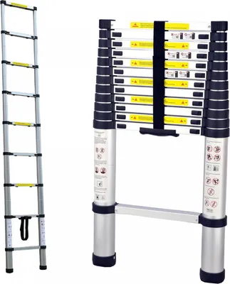 Obrázek produktu pro Herzberg HG-5260; Hliníkový teleskopický žebřík s protiskluzovou patkou 2m60