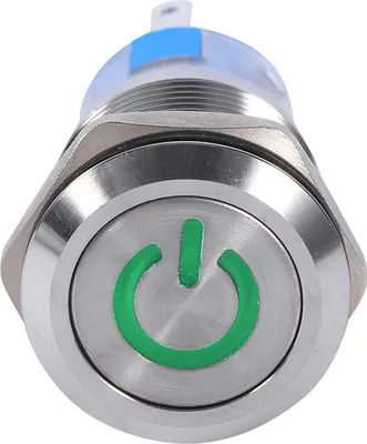 Produktbild von 19mm 12V-24V Wasserdicht Edelstahl Selbstverriegelung Einrastende Drucktaste Netzschalter Grüne LED