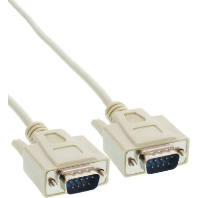 Produktbild von InLine Serielles Kabel, 9pol Stecker / Stecker, vergossen, 1:1 belegt, 3m, Beige, 3 m, male 9pin Sub D, male 9pin Sub D, 160 mm, 220 mm