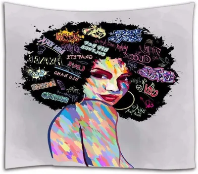 Productafbeelding van Wandkleed Abstract Gezicht - Wandtapijt Muurdecoratie - Muur Aankleden - Hoge Resolutie Print - 153 x 229 cm - Multicolor