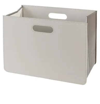Zdjęcie produktu dla Stojak na gazety, kosz na gazety, sztuczna skóra, tkanina, biały, zestaw 2 sztuk. Wysokość: 30,00 cm, Szerokość: 40,00 cm, Głębokość: 19,00 cm. Numer produktu: 15702