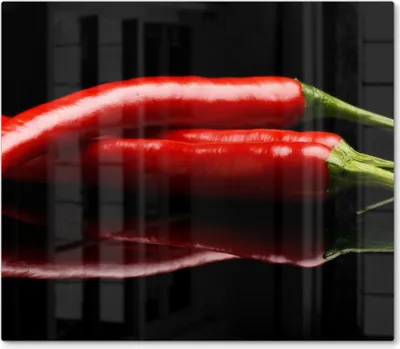 Produktbild von DEQORI Herdabdeckplatte Glas 1-tlg 'Drei Chilischoten' Herd Abdeckung Küche