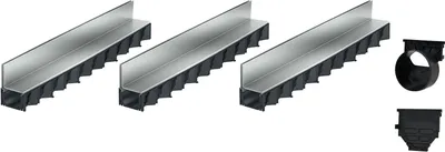 Produktbild von 3x1m ACO Hexaline 2.0 Entwässerungsrinne Schlitzaufsatz Stahl verzinkt Ablauf horizontal Bodenrinne Terrassenrinne