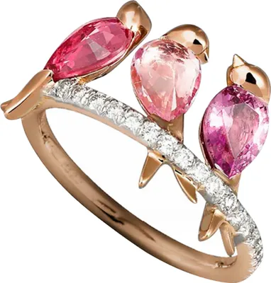 Produktbild von Kreative 3 Vögel Tier Strass Party Frauen Fingerring Schmuck Geburtstagsgeschenk-Roségold,US 10