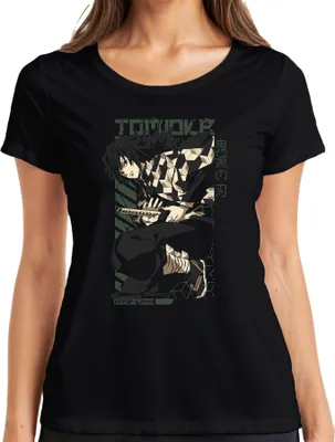 Zdjęcie produktu dla Giyu Tomioka Kimetsu no Yaiba Demon Slayer Anime Gift Ladies T-Shirt, Czarny, L