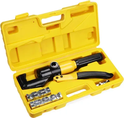 Produktbild von Hydraulisches Crimp-Set mit 10 Tonnen Presskraft, 9 Pressbacken und Ratschen-Crimpwerkzeug fš¹r Kabel von 4 bis 70 mm2