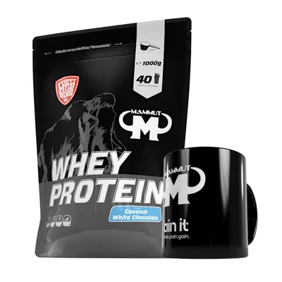 Produktbild von Mammut Nutrition - Whey Protein 1000 g Beutel - 40 Portionen Eiweiß + GRATIS Keramik Tasse, Geschmack: Coconut White Chocolate