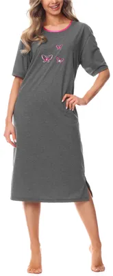 Produktbild von Merry Style Damen Kurzarm Nachthemd 91LW1 (Dunkelmelange (Kurzarm), 38 (Herstellergröße: M))
