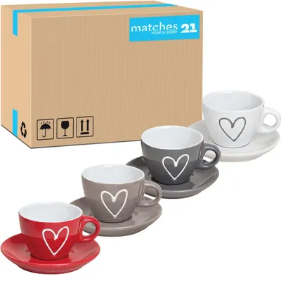 Immagine prodotto di Set di 72 tazze da espresso moderne in Vetroceramica beige bianco rosso grigio 50 ml