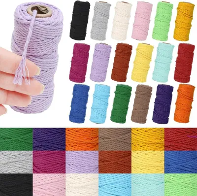 Produktbild von Traumfänger 18er-Set Makramee-Garn, 3 mm x 30 m, bunte Baumwollschnur, Makramee-Schnur, Baumwolle für DIY-Handwerk, Boho, Traumfänger, Hochzeitsdekora
