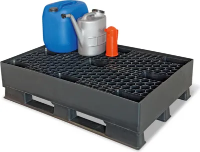 Produktbild von Sicherheits-Auffangwanne aus Kunststoff, schwarz, LxBxH 1200 x 800 x 315 mm, Tragkraft 1500 kg