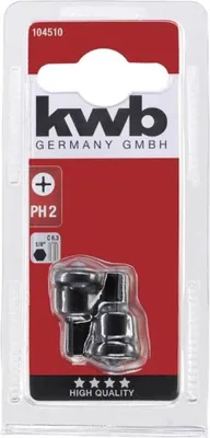 Zdjęcie produktu dla kwb 104510, 2 szt., Phillips, PH 2, 25,4 / 4 mm (1 / 4"), Sześciokątny