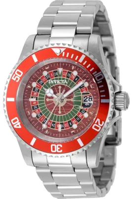 Obrázek produktu pro Invicta Pro Diver 50519 Pánské Hodinky - Quartz Hnutí - Nerezová Ocel se Červeným Ciferníkem - 40 mm