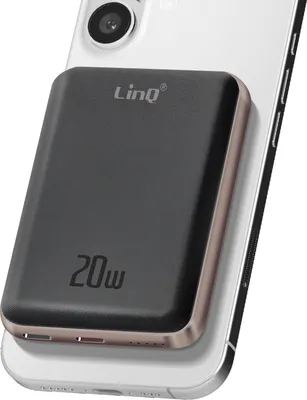 Immagine prodotto di LinQ, powerbank MagSafe da 5.000 mAh con funzione di ricarica wireless da 15 W, nero