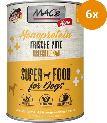 Immagine prodotto di MAC's Dog Mono Sensitive Tacchino 400gx6