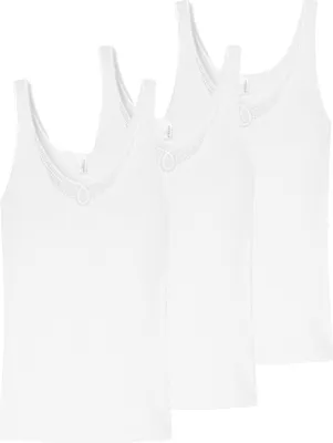 Produktbild von Schiesser 3er Pack Hemdchenkonzept Unterhemd / Top Mit seidigweichen, saumlosen Abschlüssen, Ornament-Stickerei am Ausschnitt, Angenehme Feinripp-Qualität