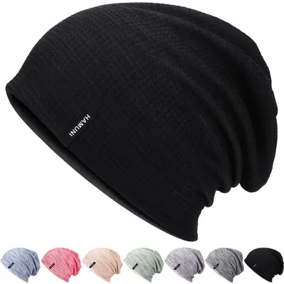 Productafbeelding van Slouch Beanie muts, dames en heren, lichtgewicht, winddicht, ademend, zwart