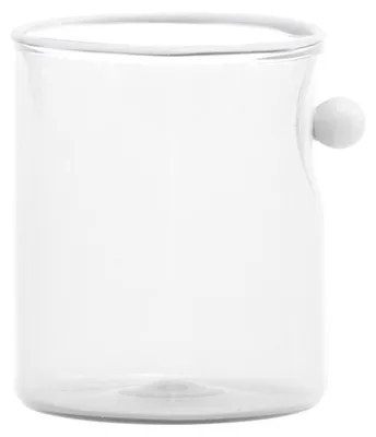 Zdjęcie produktu dla Zestaw 4 szklanek Zafferano Tumbler Oyster z dmuchanego ręcznie szkła borokrzemianowego z dekoracyjną białą perłą, nowoczesny i transparentny design