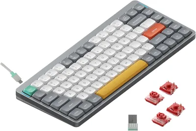 Produktbild von Nuphy Air75 v2 Kabellose Mechanische Tastatur QMK/VIA, QWERTY US, 75% Low Profile Bluetooth / 2.4GHz - Lunar Gray Switch Cowberry