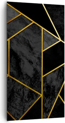 Produktbild von Bild auf Leinwand - Leinwandbild - Einteilig - Abstraktion Gold Schwarz - 65x120cm - Wand Bild - Wanddeko - Wandbilder - Leinwanddruck - Bilder - Wanddekoration - Leinwand bilder - PA65x120-4358