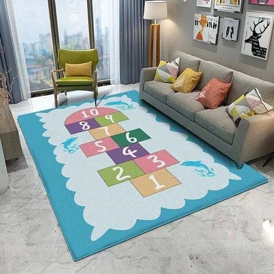 Produktbild von Famanu Spielteppich mit Zahlenraster - Bunte Spielmatte - 60x90cm