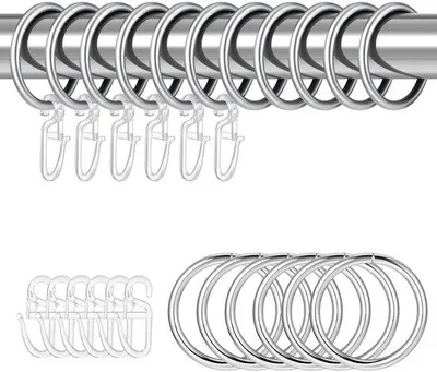 Immagine prodotto di Set di anelli per tende, 30 mm, 30 pezzi, metallizzati, argento, per cabina doccia