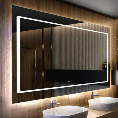 Zdjęcie produktu dla Artforma Lustro łazienkowe z oświetleniem LED 140x70 cm | Kolor LED: zimny biały 7000K | Przełącznik: dotykowy | LED061