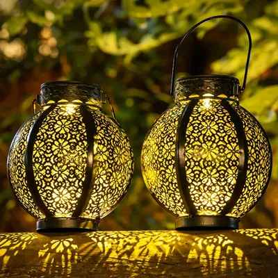 Produktbild von Solarleuchte, 2er Set LED Retro Metall Solar laternen für Außen, IP65 Wasserdicht Outdoor Solarlampen, Hängend Garten Deko Solarleuchten für Draußen Balkon Veranda Rasen Hof Auffahrt