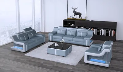 Produktbild von Sofagarnitur Couch Polster Sofa Set 3+2 Leder Couchen Sofas Komplett Gruppe Neu