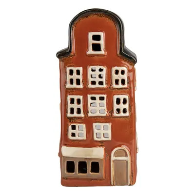 Immagine prodotto di Clayre & Eef Portacandele House 12x9x25 cm in Vetroceramica rossa blu