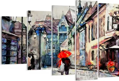Produktbild von Bild auf Leinwand - Leinwandbild - Stadt Straße Haus - 150x100cm - Wand Bild - Wanddeko - Leinwanddruck - Bilder - Kunstdruck - Wanddekoration - Leinwand bilder - Wandkunst - EG150x100-3940