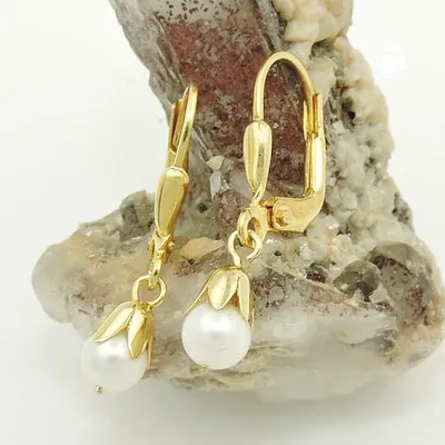 Produktbild von Ohrbrisur Ohrring Ohrhänger 25x5mm Süßwasserperle, 9Kt GOLD