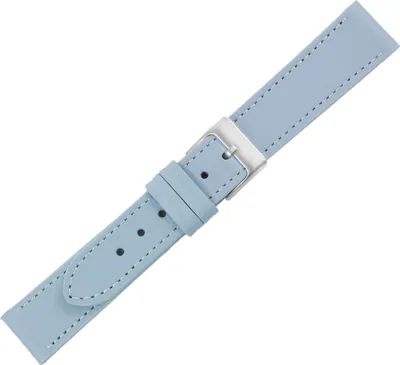Produktbild von Minott > Uhrenarmband Kontrastnaht Kalbsleder blau >  Europa, Stegbreite:18mm, Schließe:Silbern