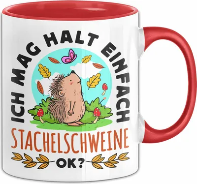 Produktbild von Stachelschwein-Liebhaber Tasse Geschenk Ich Mag Halt Einfach Stachelschweine Ok Geschenkidee Geburtstag Kaffee-Becher (Rot)