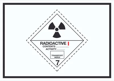 Produktbild von Schild radioaktive Stoffe Symbol Radioactive I-WEISS A4 Rückseite selbstklebend