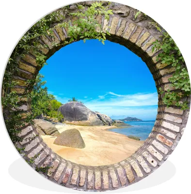 Produktbild von MuchoWow® Rundes Wandbild - Runde Bilder Sommer - Strand - Aussicht - Tropisch Ø 60 cm Kreis Wanddekoration Kunststoff - Wandkreis - Wandschmuck - Wand Kreis - Das Schlafzimmer - Die Bilder - Wandmalerei - Kunst für das Haus - das Plastik