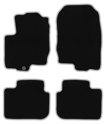 Zdjęcie produktu dla Dywaniki samochodowe welurowe CARLUX-SILVER do: Mitsubishi Colt VI Z30 (2004-2008, hatchback) czarne ze srebrnym obszyciem, z mocowaniami