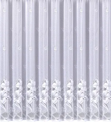 Produktbild von heimtexland ® Jacquard Store Gardine Blumen weiß Kräuselband Fertigstore Typ43 145x450 cm