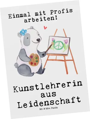 Produktbild von Mr. & Mrs. Panda Postkarte Kunstlehrerin Leidenschaft - Weiß - Geschenk, Fotokarte, Postkarten, Witzig, Ansichtskarten, einzelkarte, Kunstschule, Lustig, Spruch
